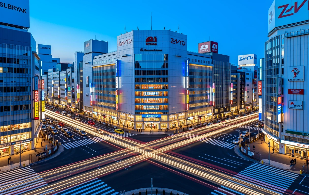 Tokyo financial district skyline